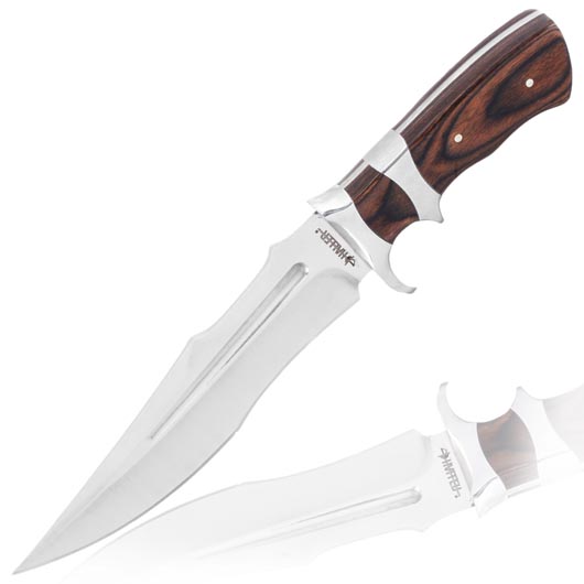 Haller Bowiemesser Classic silber mit Pakka-Holzgriffschalen inkl. Nylon-Grtelscheide