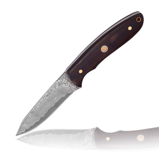Magnum Outdoormesser Vernery Damast mit Ebenholzgriffschalen inkl. Lederscheide