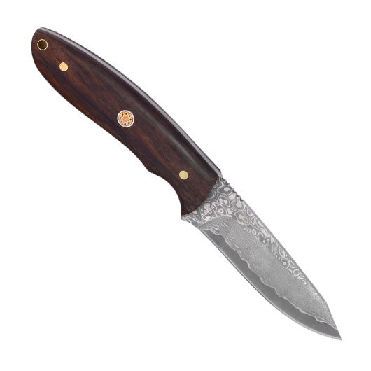 Magnum Outdoormesser Vernery Damast mit Ebenholzgriffschalen inkl. Lederscheide Bild 1