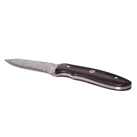 Magnum Outdoormesser Vernery Damast mit Ebenholzgriffschalen inkl. Lederscheide Bild 2