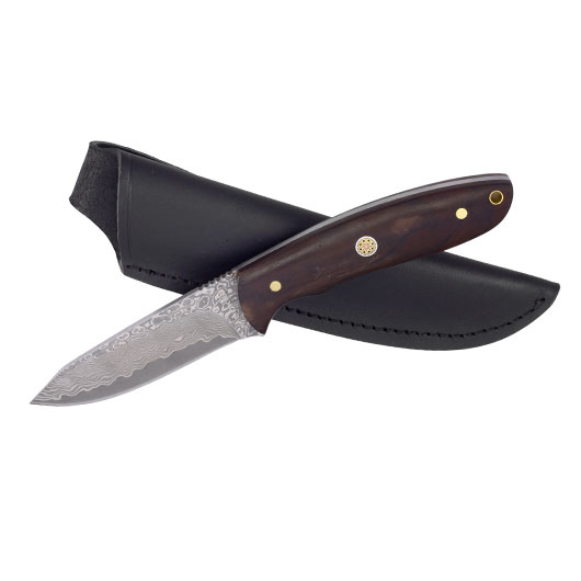 Magnum Outdoormesser Vernery Damast mit Ebenholzgriffschalen inkl. Lederscheide Bild 3