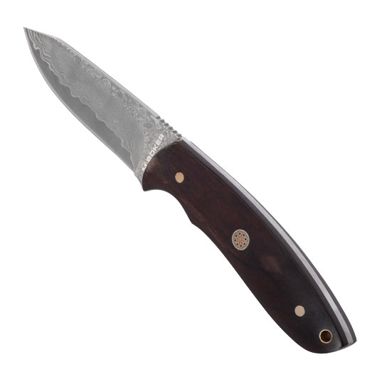 Magnum Outdoormesser Vernery Damast mit Ebenholzgriffschalen inkl. Lederscheide Bild 6