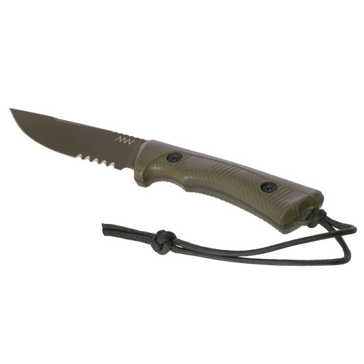 ANV Knives Outdoormesser P200 mit Sgezahnung Sleipner Stahl Cerakote oliv inkl. Kydexscheide Bild 2