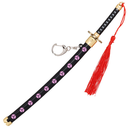 Schlsselanhnger Mini Katana One Piece Zorro Shusui schwarz/lila inkl. Scheide und Schwertstnder Bild 2