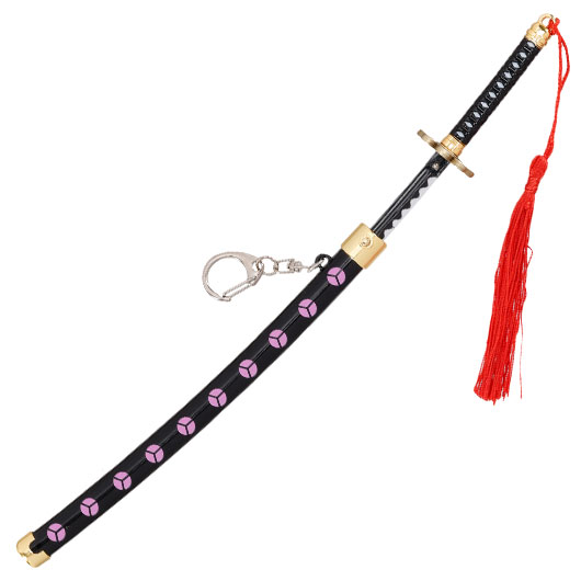 Schlsselanhnger Mini Katana One Piece Zorro Shusui schwarz/lila inkl. Scheide und Schwertstnder Bild 6