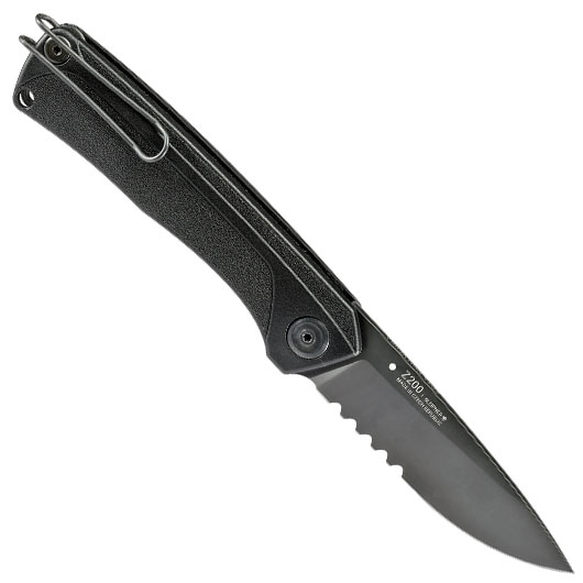 ANV Knives Taschenmesser Z200 BB mit Sgezahnung Sleipner Stahl schwarz inkl. Grtelclip Bild 1