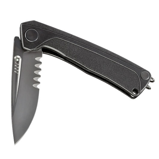 ANV Knives Taschenmesser Z200 BB mit Sgezahnung Sleipner Stahl schwarz inkl. Grtelclip Bild 3