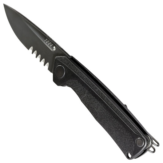 ANV Knives Taschenmesser Z200 BB mit Sgezahnung Sleipner Stahl schwarz inkl. Grtelclip Bild 6