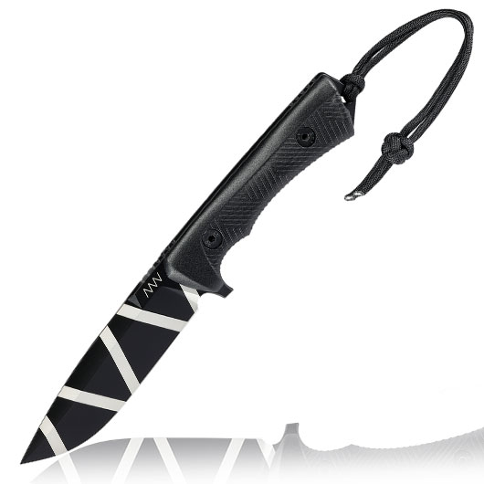 ANV Knives Outdoormesser P250 Sleipner Stahl Cerakote schwarz camo inkl. Kydexscheide