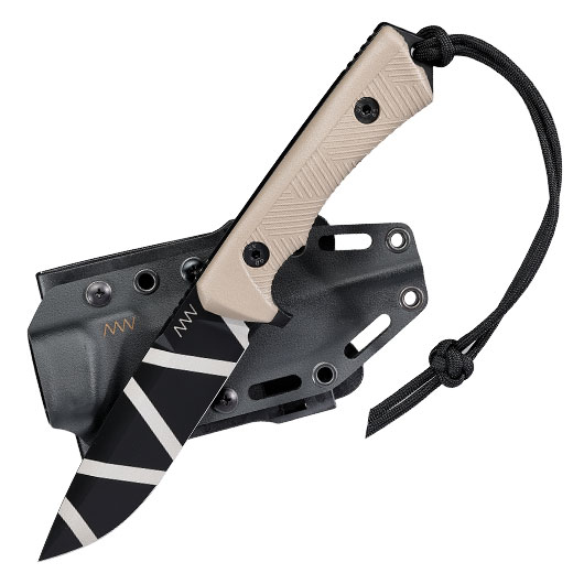 ANV Knives Outdoormesser P250 Sleipner Stahl Cerakote coyote/schwarz camo inkl. Kydexscheide Bild 3