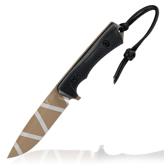 ANV Knives Outdoormesser P250 Sleipner Stahl Cerakote schwarz/coyote camo inkl. Kydexscheide