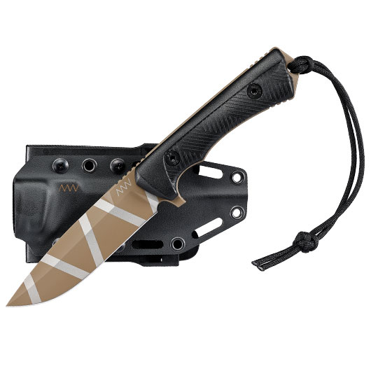 ANV Knives Outdoormesser P250 Sleipner Stahl Cerakote schwarz/coyote camo inkl. Kydexscheide Bild 3