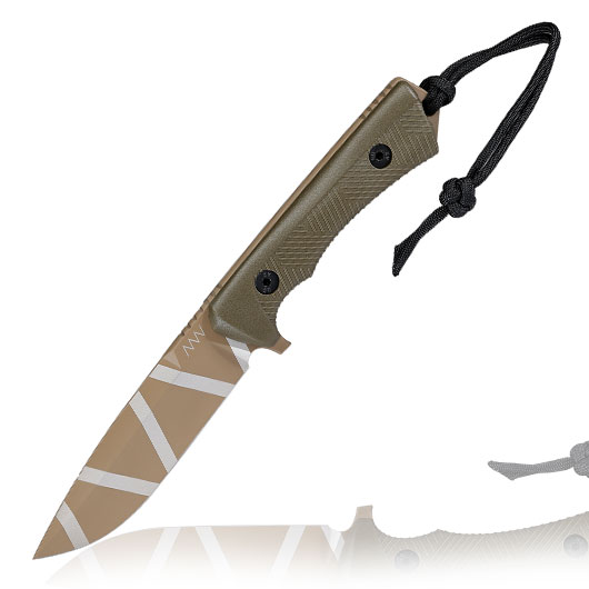ANV Knives Outdoormesser P250 Sleipner Stahl Cerakote olive/coyote camo inkl. Kydexscheide