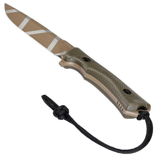 ANV Knives Outdoormesser P250 Sleipner Stahl Cerakote olive/coyote camo inkl. Kydexscheide Bild 2