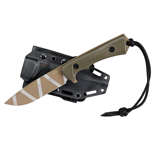 ANV Knives Outdoormesser P250 Sleipner Stahl Cerakote olive/coyote camo inkl. Kydexscheide Bild 3