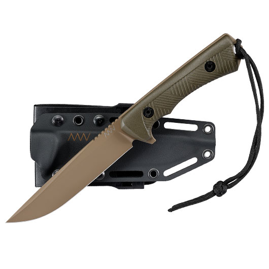 ANV Knives Outdoormesser P300 Sleipner Stahl Cerakote oliv/coyote inkl. Kydexscheide Bild 3