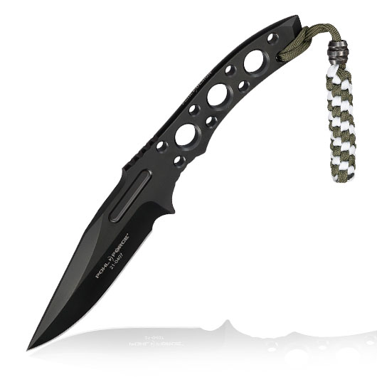 Pohl Force Outdoormesser Charlie Two BK Gen2 schwarz inkl. Kydexscheide und nachleuchtendem Lanyard