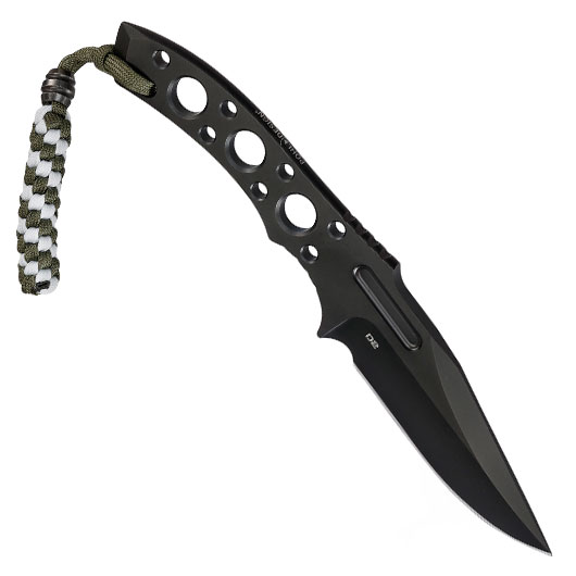 Pohl Force Outdoormesser Charlie Two BK Gen2 schwarz inkl. Kydexscheide und nachleuchtendem Lanyard Bild 1