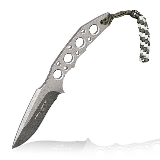 Pohl Force Outdoormesser Charlie Three SW Gen2 silber inkl. Kydexscheide und nachleuchtendem Lanyard