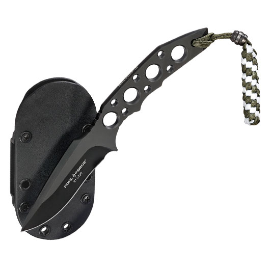 Pohl Force Outdoormesser Charlie Three BK Gen2 schwarz inkl. Kydexscheide und nachleuchtendem Lanyard Bild 3