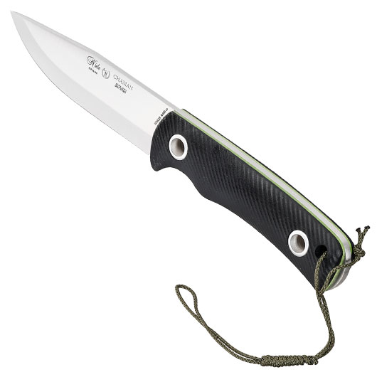 Nieto Outdoormesser Chaman Scandi schwarz/silber inkl. Lederscheide Bild 6