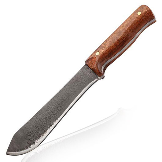 CJH Outdoormesser Bolo Kirschholz inkl. Lederscheide & Feuerstahl