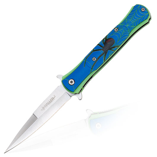 Haller Einhandmesser Stiletto Glowing in the Dark Spider inkl. Grtelclip