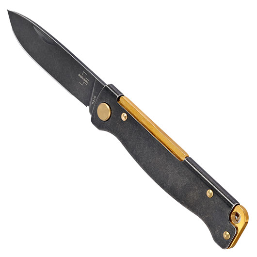Bker Plus Taschenmesser Atlas SW black stonewash brass inkl. Grtelclip Bild 6