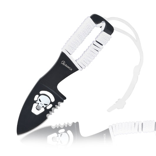 Neck Knife Skull schwarz/wei inkl. Kydexscheide mit Kordel