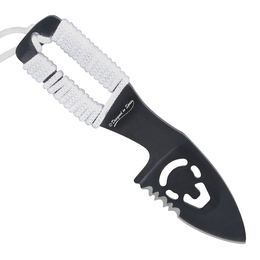 Neck Knife Skull schwarz/wei inkl. Kydexscheide mit Kordel Bild 1