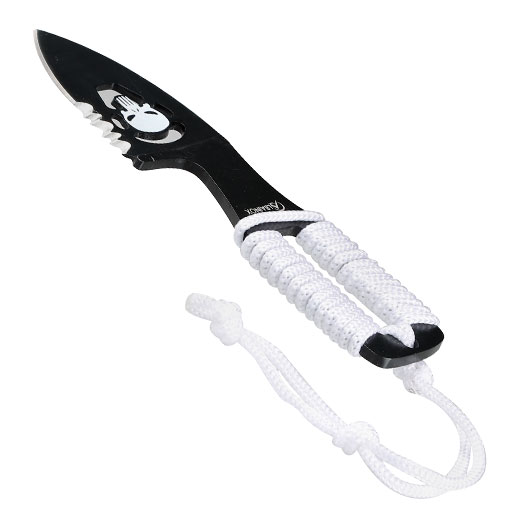 Neck Knife Skull schwarz/wei inkl. Kydexscheide mit Kordel Bild 2