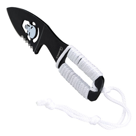 Neck Knife Skull schwarz/wei inkl. Kydexscheide mit Kordel Bild 6