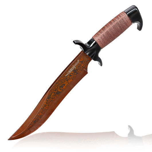 United Cutlery Bowiemesser Hellfyre Highlander Gil Hibben Damast inkl. Lederscheide