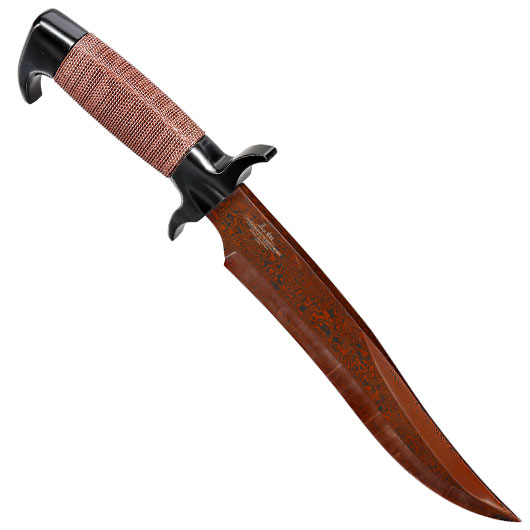 United Cutlery Bowiemesser Hellfyre Highlander Gil Hibben Damast inkl. Lederscheide Bild 1