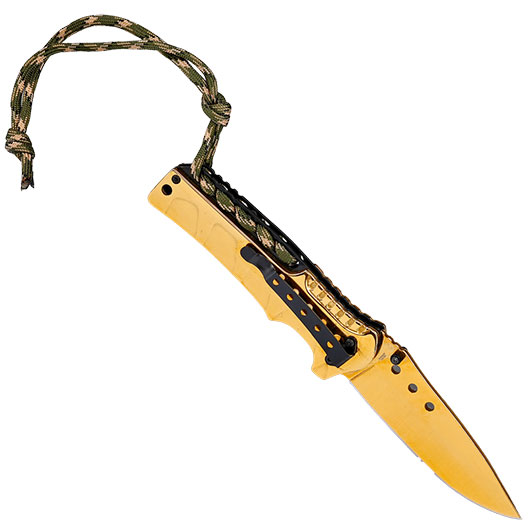 CJH Einhandmesser gold inkl. Grtelclip & Lanyard Bild 1