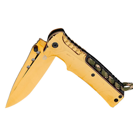 CJH Einhandmesser gold inkl. Grtelclip & Lanyard Bild 3