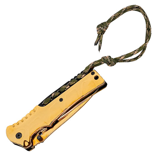 CJH Einhandmesser gold inkl. Grtelclip & Lanyard Bild 4