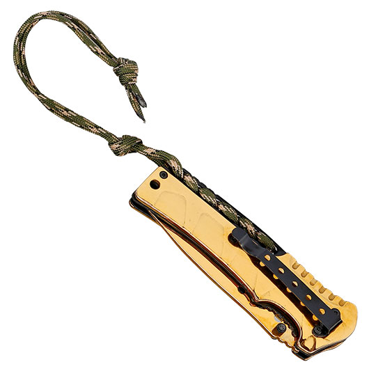 CJH Einhandmesser gold inkl. Grtelclip & Lanyard Bild 5
