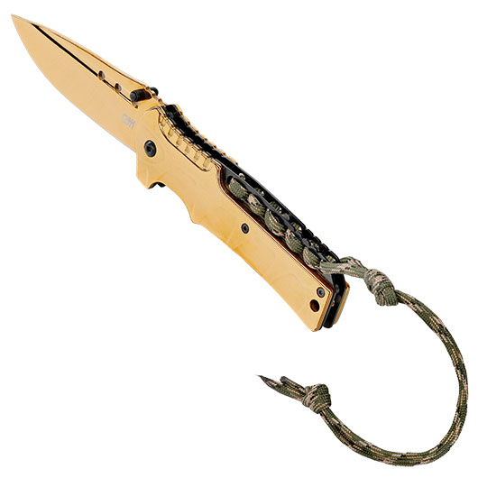 CJH Einhandmesser gold inkl. Grtelclip & Lanyard Bild 6