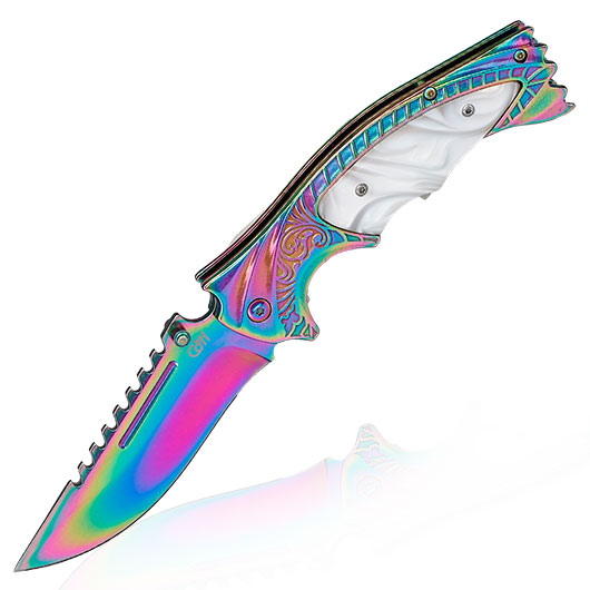 CJH Einhandmesser Shark rainbow inkl. Grtelclip