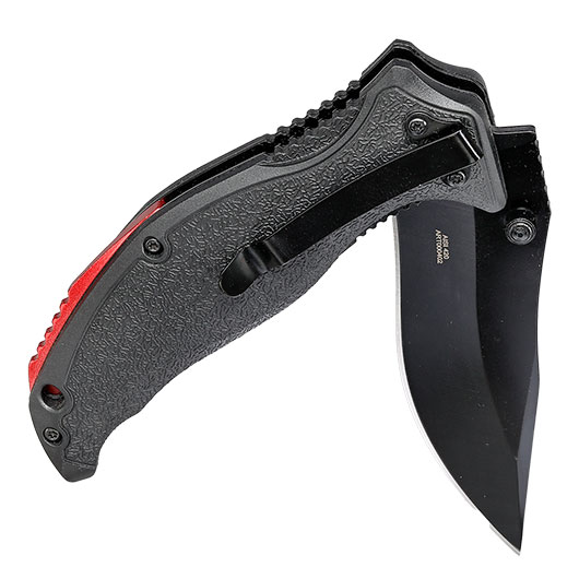 CJH Einhandmesser schwarz/rot inkl. Grtelclip Bild 3
