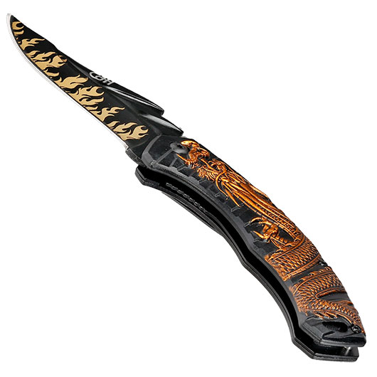 CJH Taschenmesser Drache schwarz/gold inkl. Grtelclip Bild 2