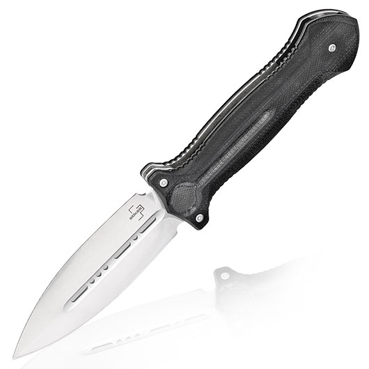 Bker Plus Einhandmesser Cheus VG-10 Stahl schwarz/silber inkl. Grtelclip und Nylonetui