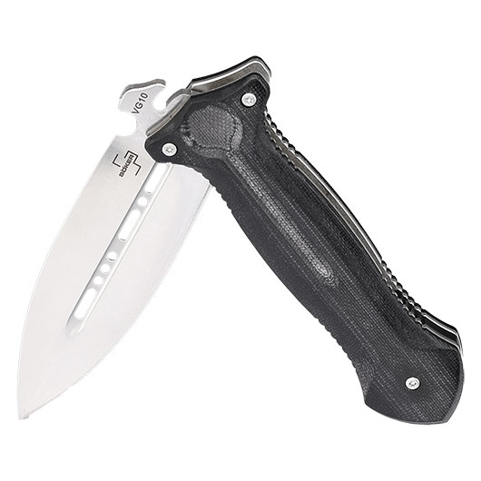 Bker Plus Einhandmesser Cheus VG-10 Stahl schwarz/silber inkl. Grtelclip und Nylonetui Bild 3