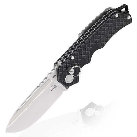 Bker Plus Taschenmesser Hermod Folder D2 Stahl schwarz/silber inkl. Grtelclip und Nylonetui
