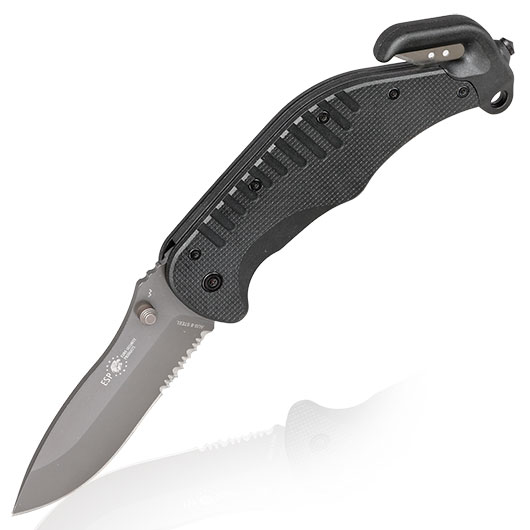 ESP Einhandmesser/Rettungsmesser RK-01-S schwarz inkl. Glasbrecher, Gurtschneider & Grtelclip