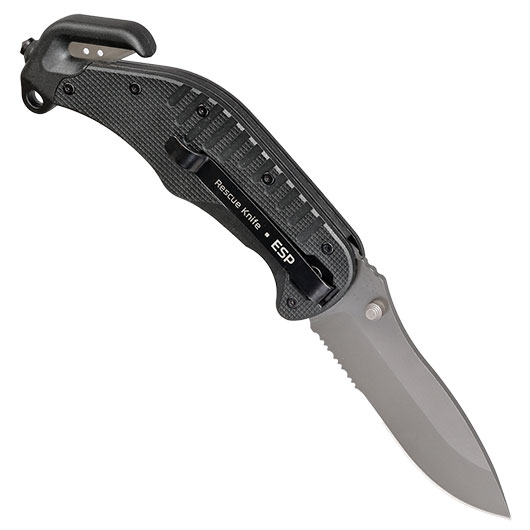 ESP Einhandmesser/Rettungsmesser RK-01-S schwarz inkl. Glasbrecher, Gurtschneider & Grtelclip Bild 1
