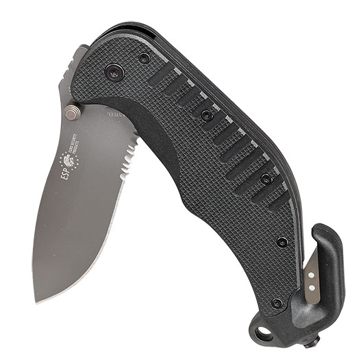 ESP Einhandmesser/Rettungsmesser RK-01-S schwarz inkl. Glasbrecher, Gurtschneider & Grtelclip Bild 3