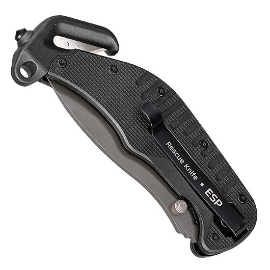 ESP Einhandmesser/Rettungsmesser RK-01-S schwarz inkl. Glasbrecher, Gurtschneider & Grtelclip Bild 5