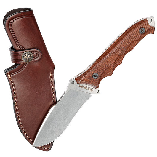 Bker Grtelmesser Arbolito Buffalo Soul 42 Bhler N695 Stahl Ebenholz inkl. Lederscheide Bild 3